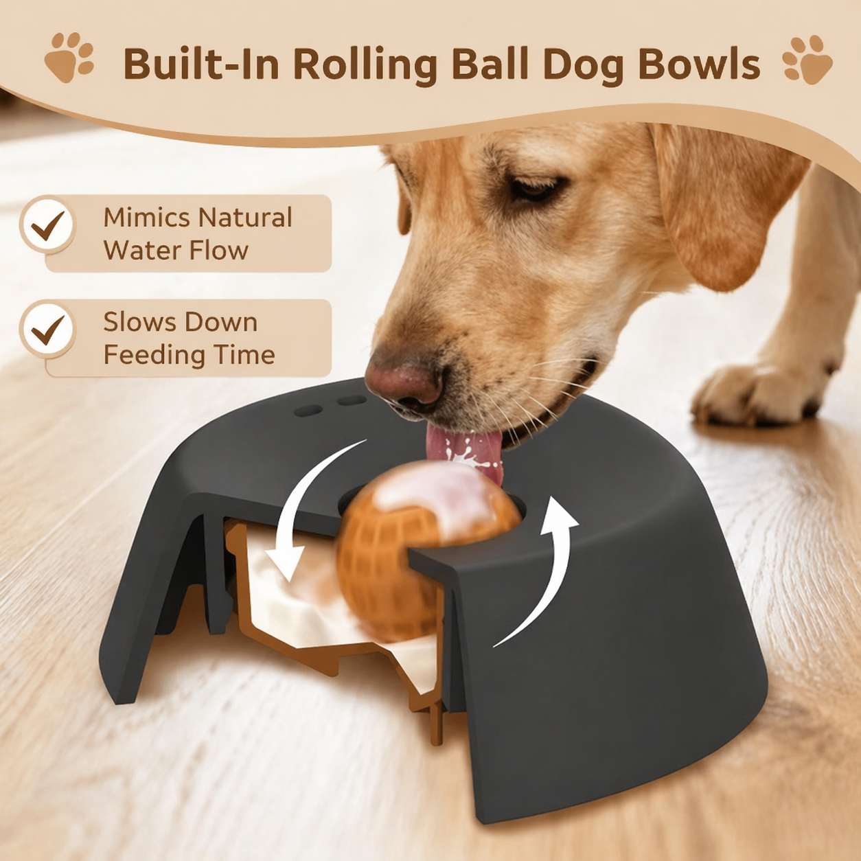 Anti-Choking Slow Feeder Dog Bowl Non-Slip 3/4 Cup Lick Toy