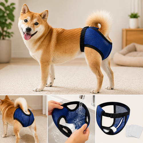Dog Sanitary Panties with Washable Reusable Diapers - 3 Pack