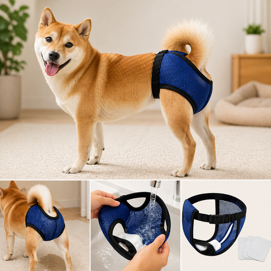 Dog Sanitary Panties with Washable Reusable Diapers - 3 Pack