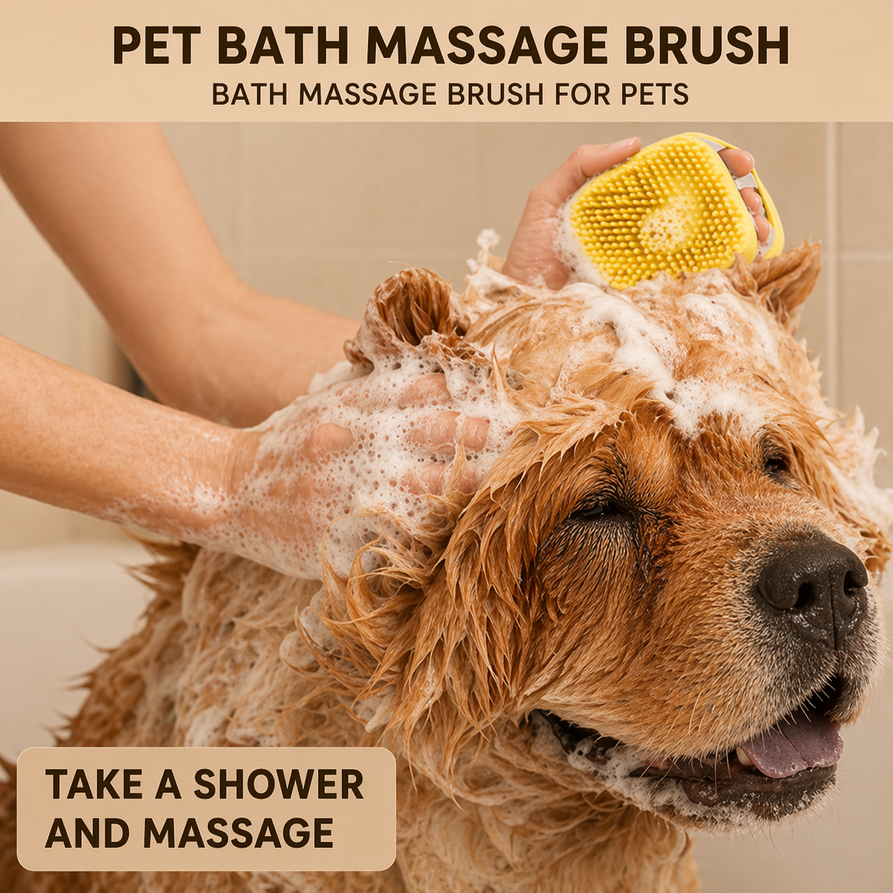 Dog Bath Brush Silicone Pet Shampoo Brush With Soap Dispenser