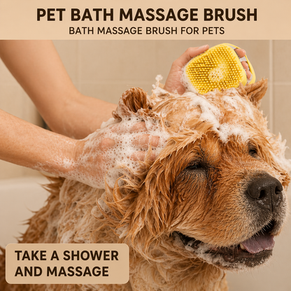 Dog Bath Brush Silicone Pet Shampoo Brush With Soap Dispenser