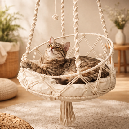 Winter Hand-Woven Kitten Hammock Hanging Cat Bed Bohemian Style