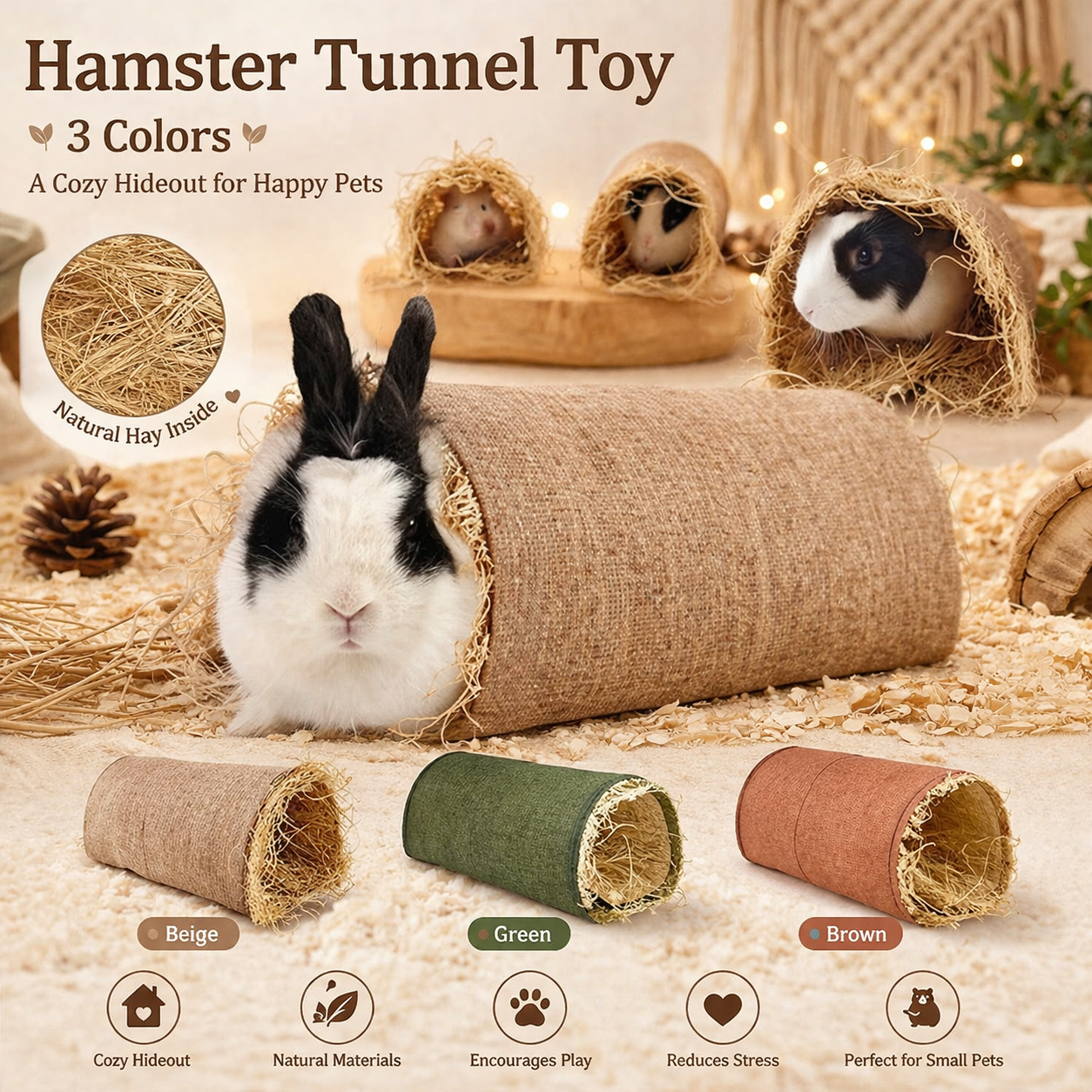 Foldable Woven Rabbit Cage Pet Small Animal Hamster Guinea Pig House