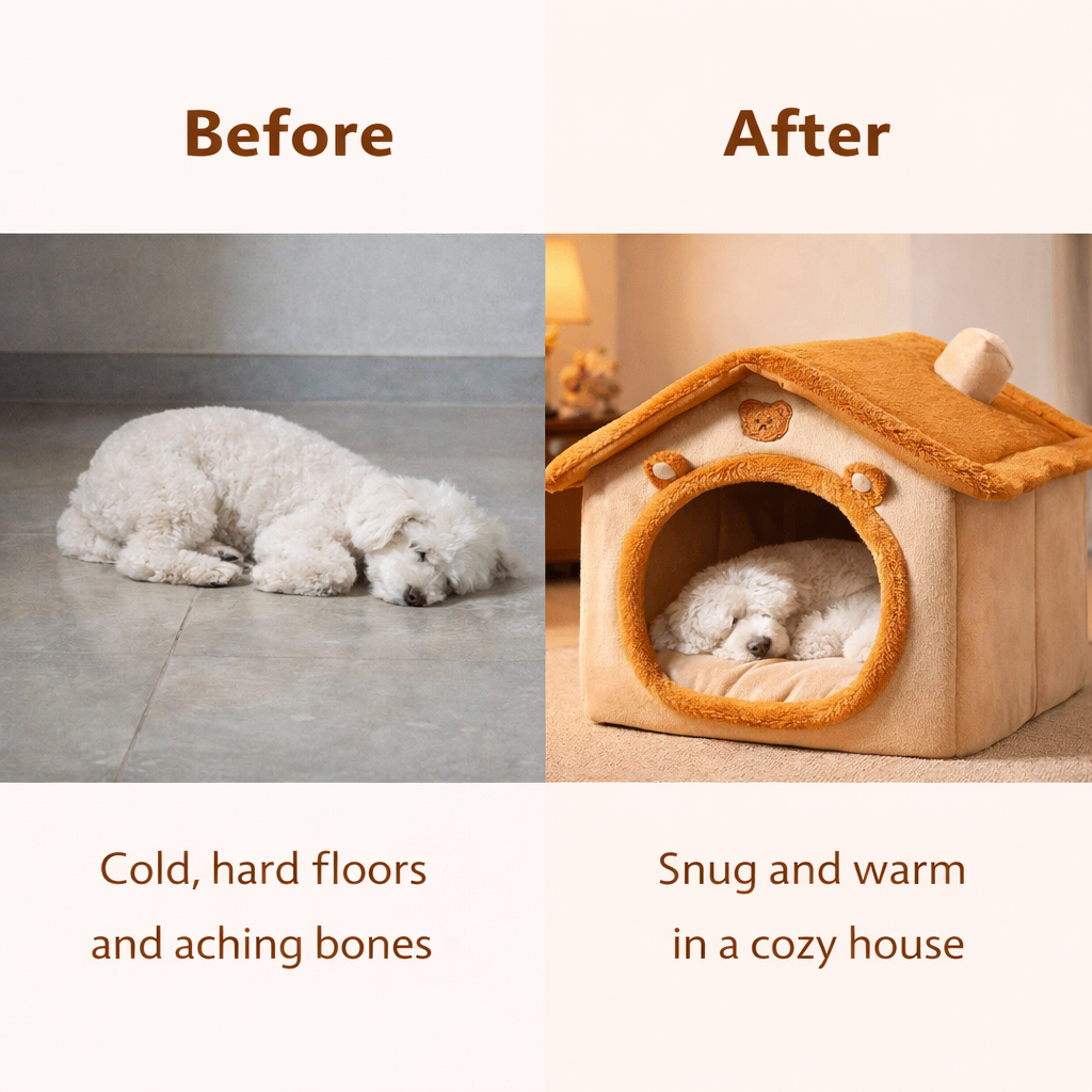 House Style Pet Bed For Small Dogs And Cats - Washable Winter Warm
