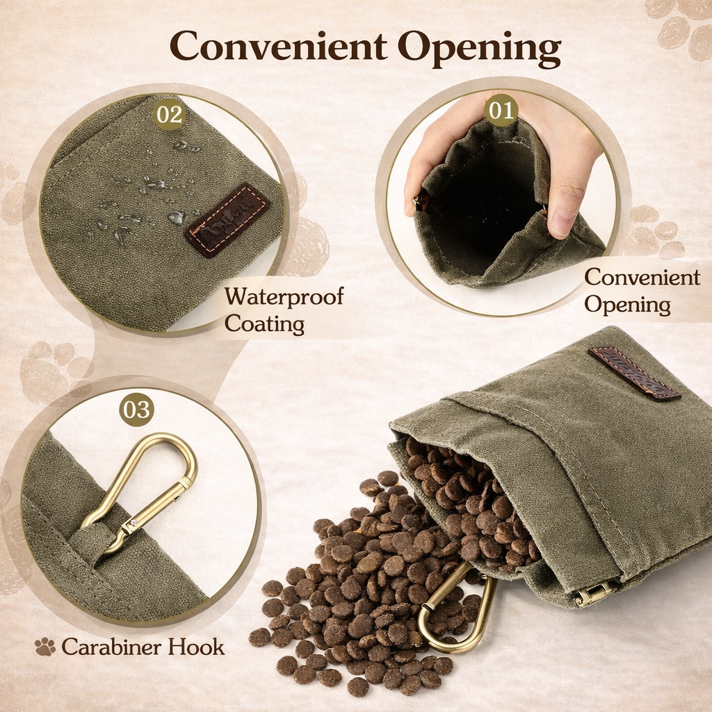 Portable Dog Food Storage Bag Canvas Pet Snack Carrier