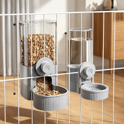 Automatic Pet Feeder Water Dispenser Set With Gravity Bowl For Cage