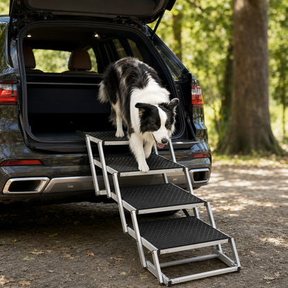 SucceBuy Dog Car Steps - Wide Folding Pet Stairs for SUV Truck