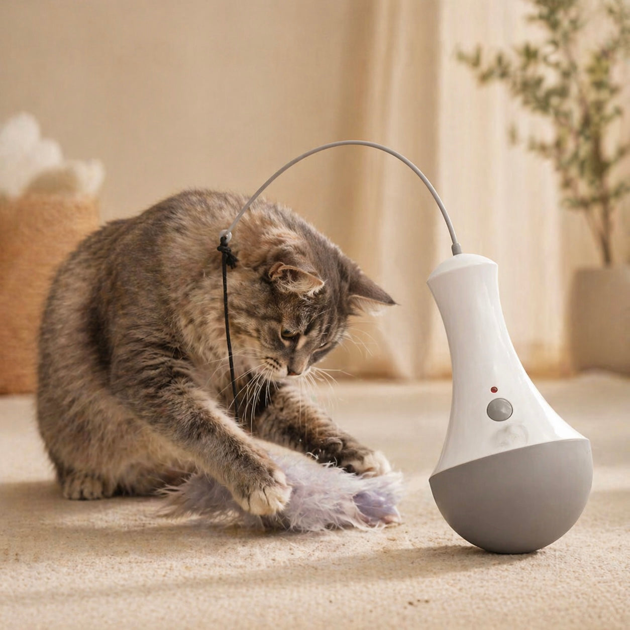 Interactive Cat Feather Toy - Automatic 360° Rotating Teaser