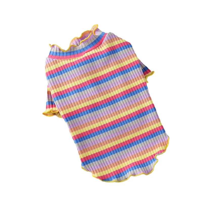 Colorful Stripe Cat Vest Shirt For Small Cats And Dogs Cotton Pet Clothes