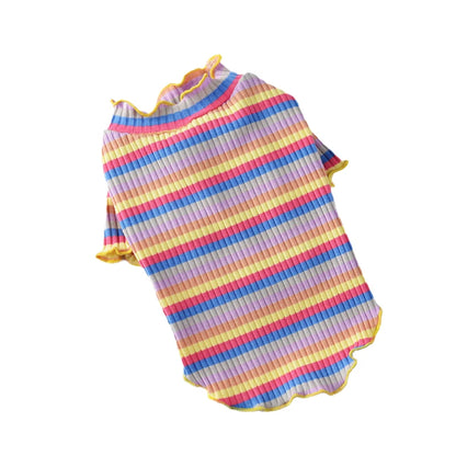 Colorful Stripe Cat Vest Shirt For Small Cats And Dogs Cotton Pet Clothes