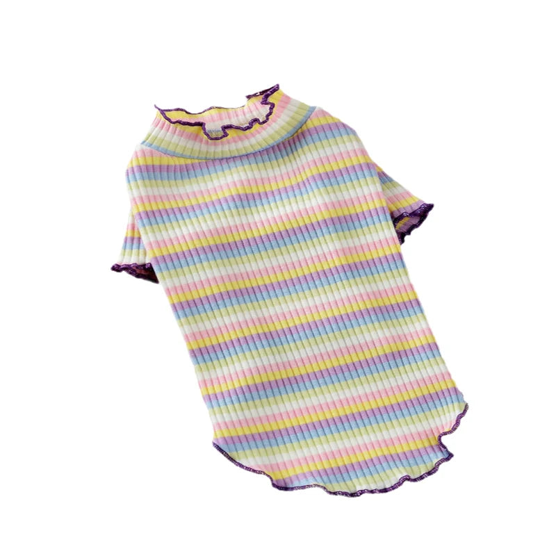 Colorful Stripe Cat Vest Shirt For Small Cats And Dogs Cotton Pet Clothes