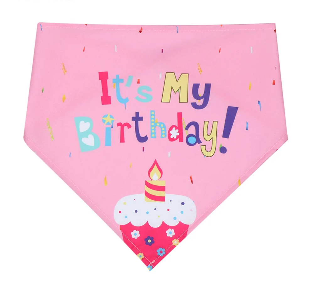 Pet Birthday Hat And Bib Set - Cute Triangle Scarf Costume