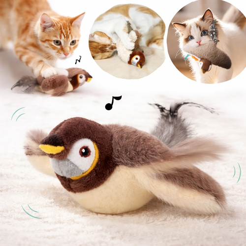 Interactive Cat Toy Rechargeable Flying Bird With Chirping Sounds