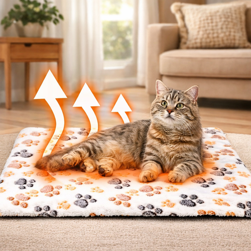 Self Warming Cat Bed With Claw Print Pattern For Indoor Pets