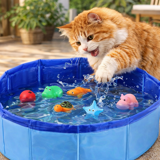 Foldable Cat Pool Toy Water Bath Tub For Dogs Cats Summer Cleaning