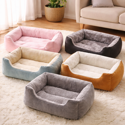 Premium Cat Bed Plush Pet Cushion - Comfortable Sleeping Basket