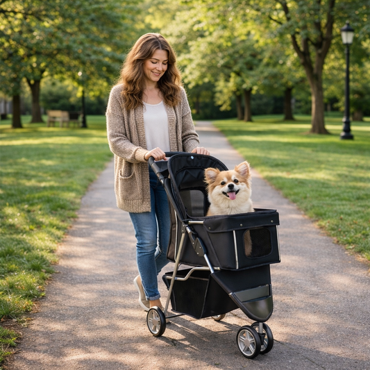 PawHut Foldable Dog Cart Buggy with Storage - Up to 10kg