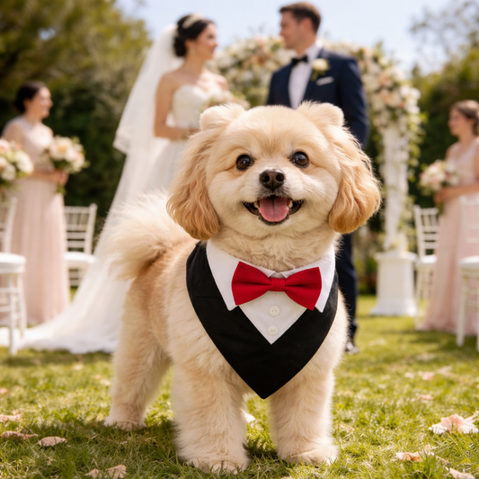 Dog Bow Tie Collar - Adjustable Formal Tuxedo Bandana for Pets