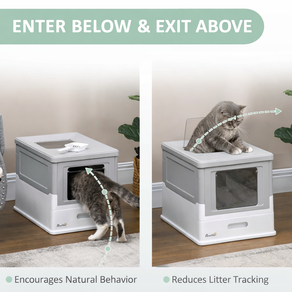 PawHut Cat Litter Box With Lid - Hooded Toilet For Cats Up To 5kg