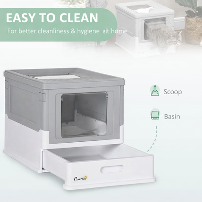 PawHut Cat Litter Box With Lid - Hooded Toilet For Cats Up To 5kg
