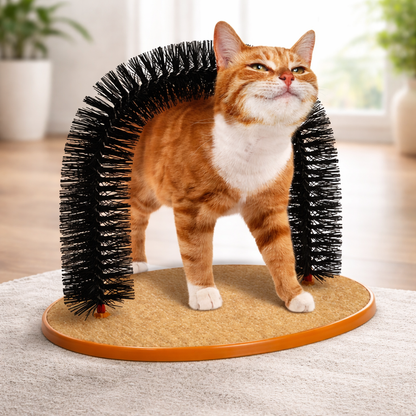 Cat Grooming Arch Self-Massage Brush Toy With Scratching Pad