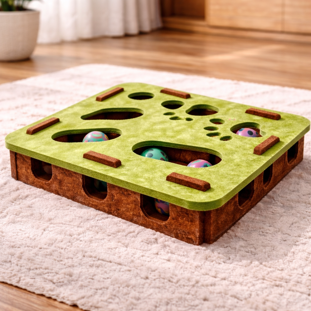 Cat Puzzle Toy Felt Box With Ball Indoor Exercise Entertainment