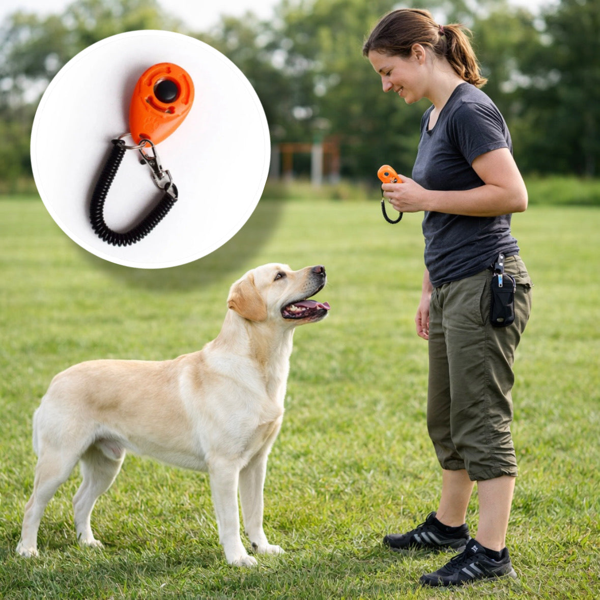 2 in 1 Dog Training Clicker with Adjustable Wrist Strap
