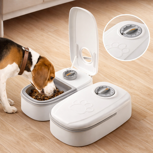 Pet Automatic Feeder With Timed Dual Bowls For Dogs And Cats