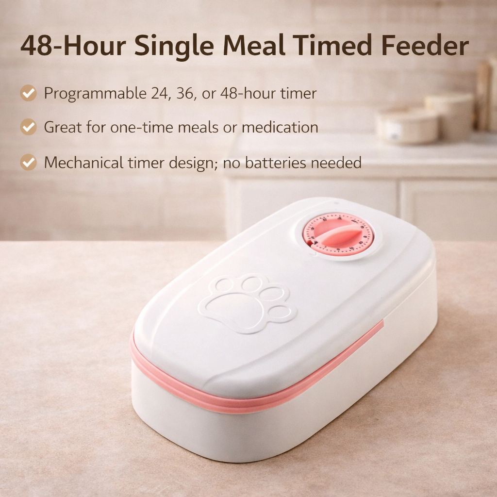 Pet Automatic Feeder With Timed Dual Bowls For Dogs And Cats