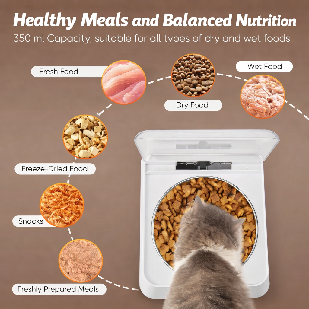 Automatic Cat Food Dispenser With 350ml Bowl For Cats And Dogs