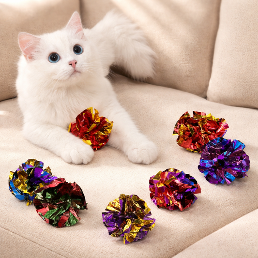 Crinkle Ball Cat Toys With Sound & Laser Reflection For Kittens