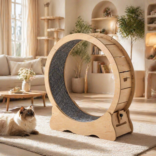 SucceBuy Wooden Cat Exercise Wheel Large Indoor Cat Treadmill