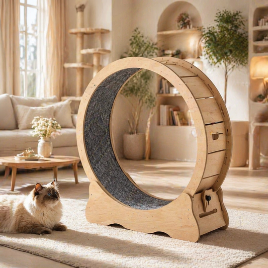 SucceBuy Wooden Cat Exercise Wheel Large Indoor Cat Treadmill
