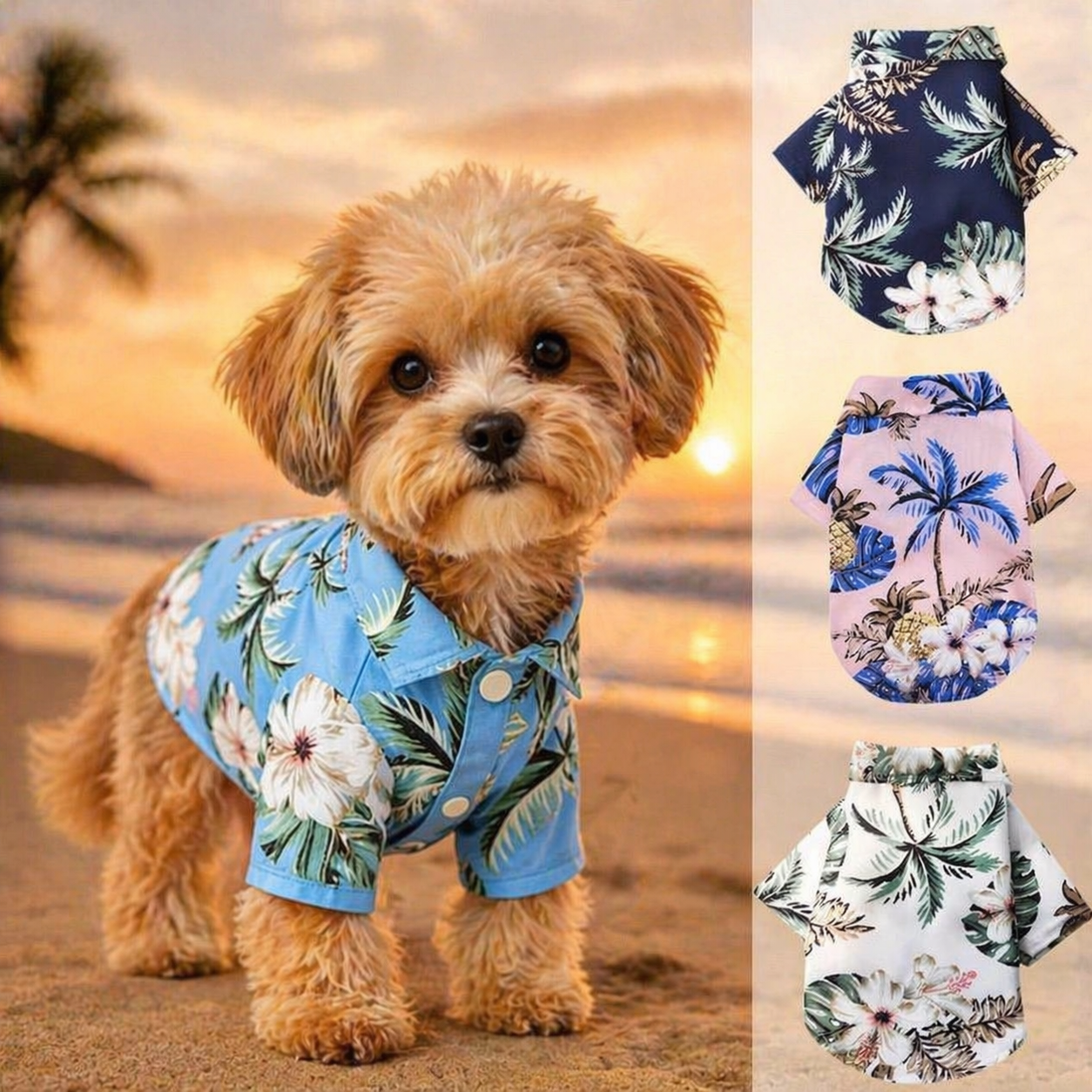 Hawaiian Dog Shirt Summer Beach Clothing For Small Medium Dogs