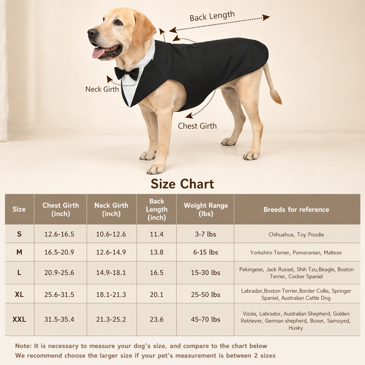 Large Dog Tuxedo Costume With Detachable Bow Tie For Weddings