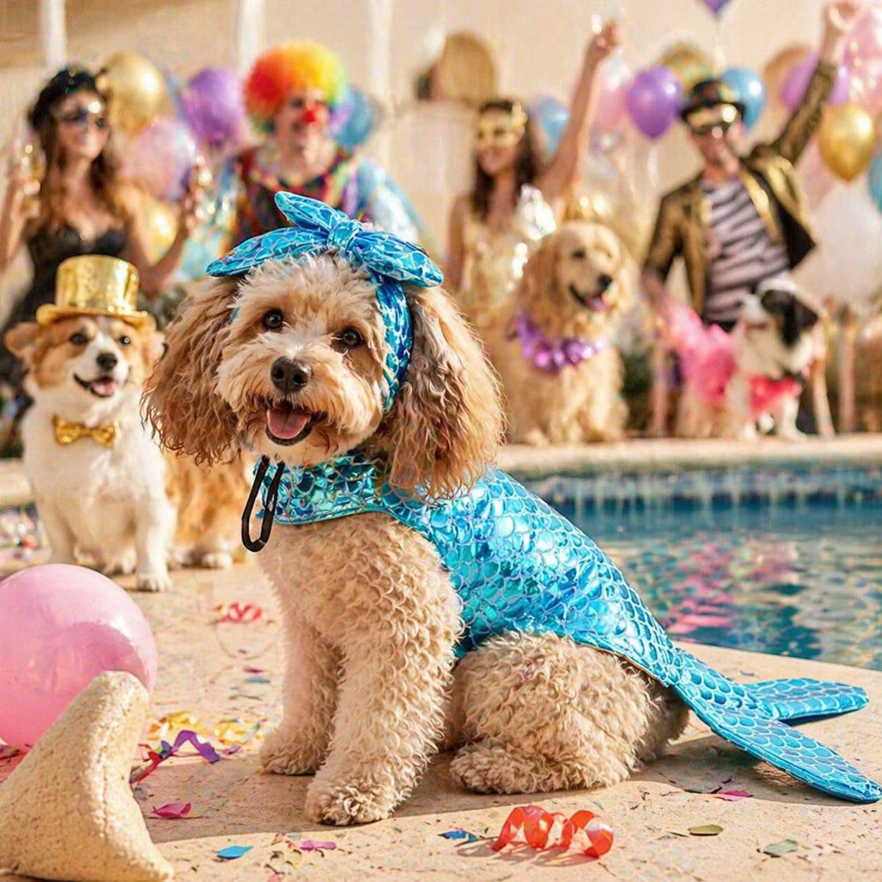 Mermaid Dog Costume - Funny Pet Cosplay Outfit For Small Medium Large Dogs