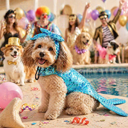 Mermaid Dog Costume - Funny Pet Cosplay Outfit For Small Medium Large Dogs