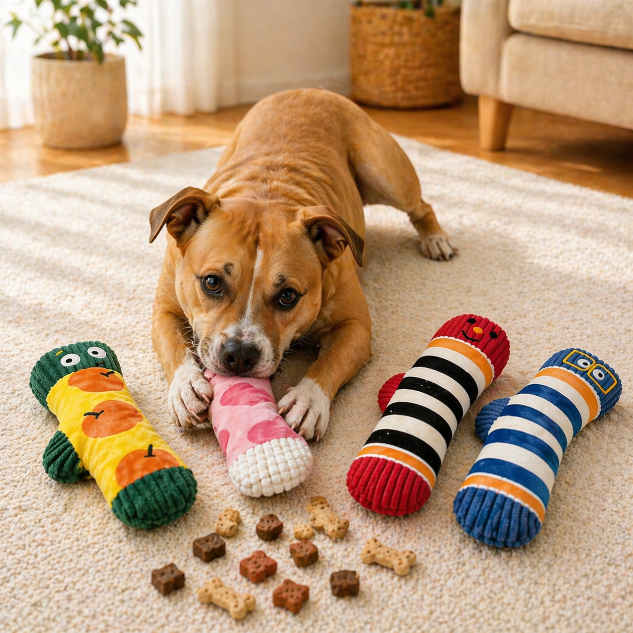 Cute Plush Dog Toy With Squeaker For Small Medium Large Dogs