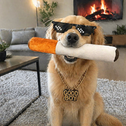 Adorable Cigar-Shaped Dog Toy - Soft Interactive Squeaky Toy