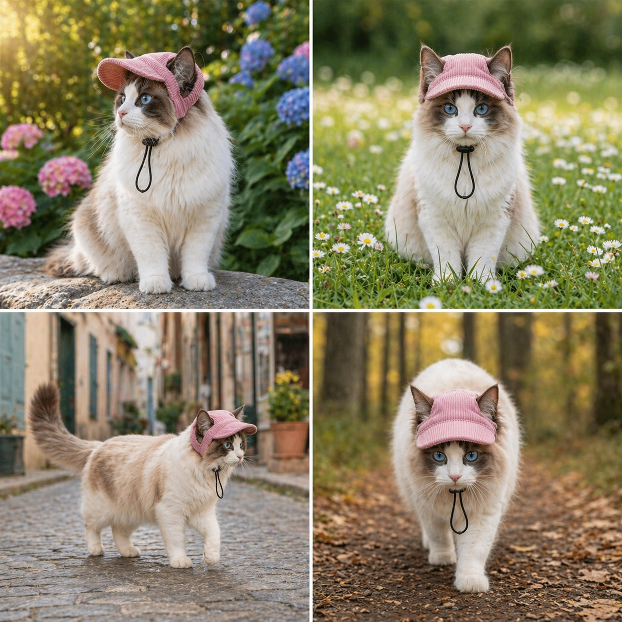 Cute Pet Hat Adjustable Breathable Cap With Ear Holes For Cats Dogs