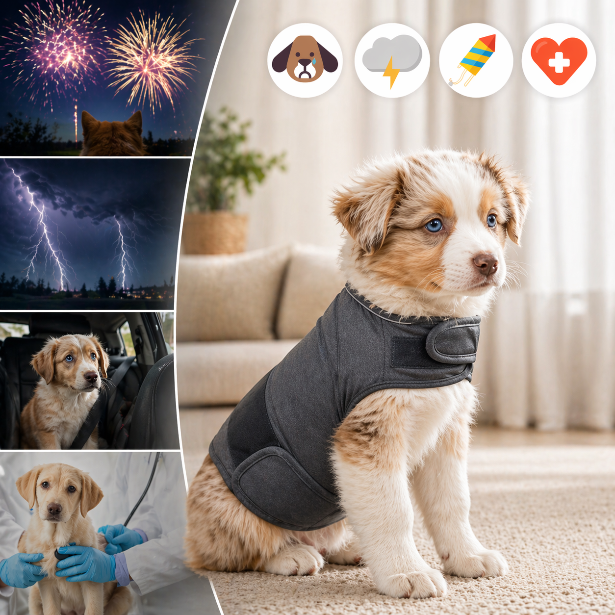 Dog Anxiety Vest - Breathable Stress Relief Thunder Jacket