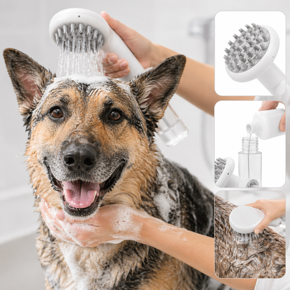 3-in-1 Dog Bath Brush with Soft Silicone Massage Heads for Pet Grooming