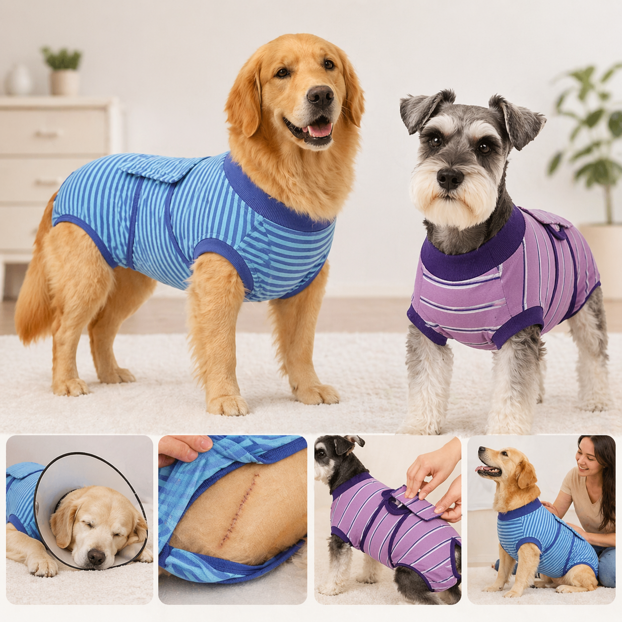 Recovery Suit For Dogs After Surgery - Soft Breathable Bodysuit