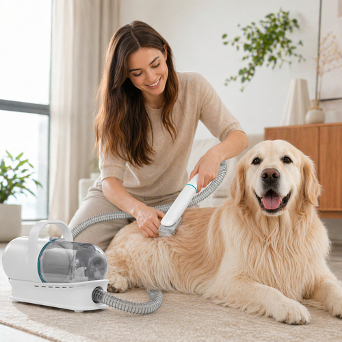 7-in-1 Dog Cat Hair Clipper Set With Vacuum - Professional Pet Grooming Kit