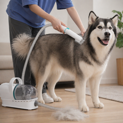 7-in-1 Dog Cat Hair Clipper Set With Vacuum - Professional Pet Grooming Kit