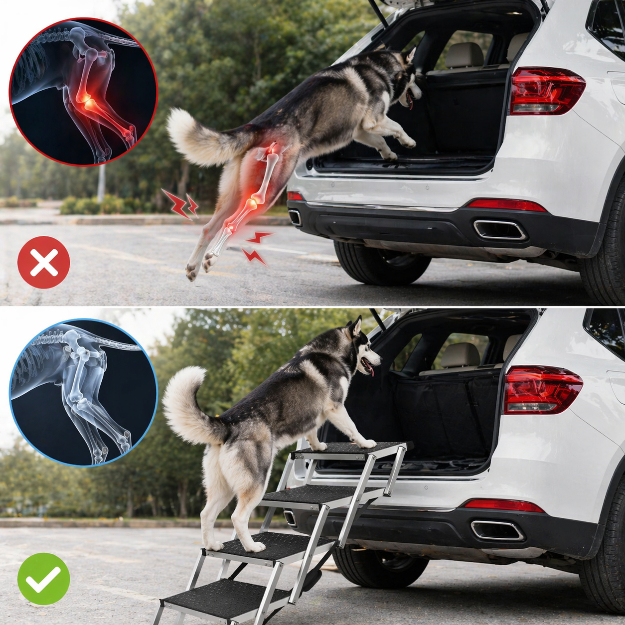 SucceBuy Dog Car Steps - Wide Folding Pet Stairs for SUV Truck