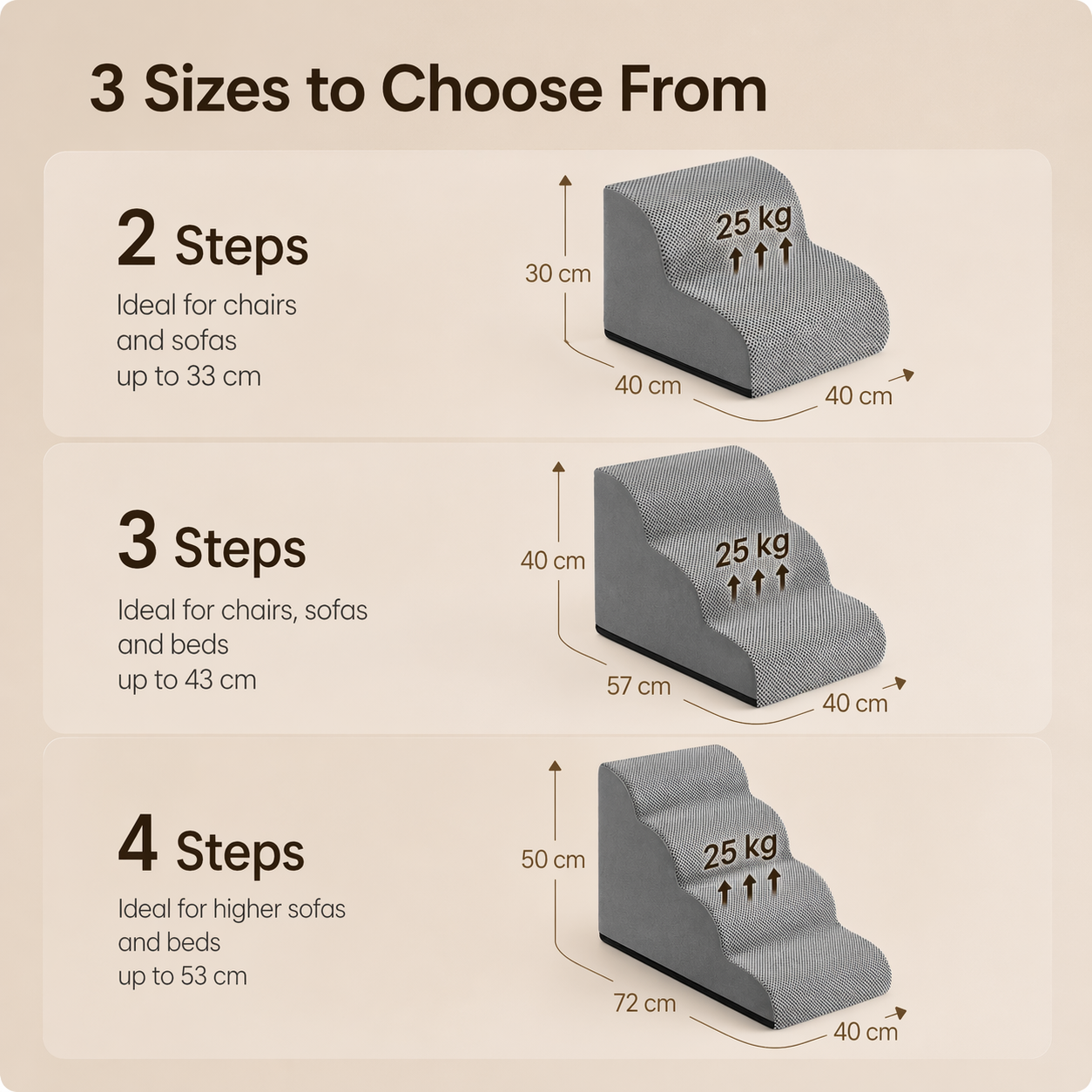 Pet Stairs With Non-Slip Washable Cover Gray