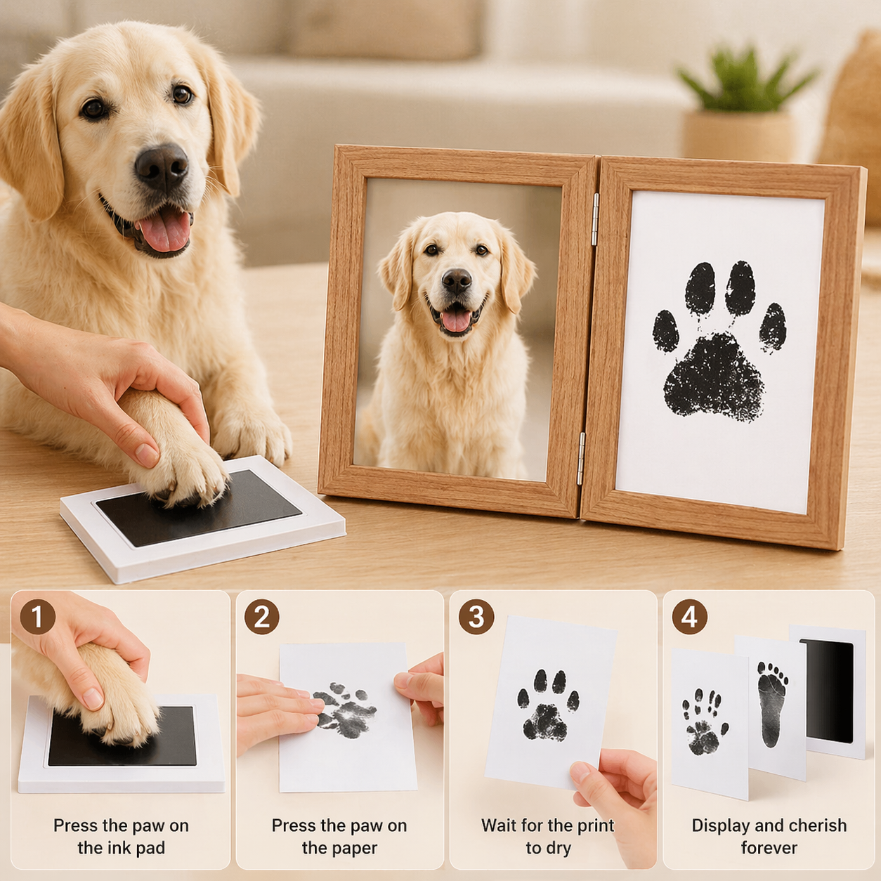 Handprint Footprint Ink Pads Safe Non-Toxic Pet Paw Print Kit