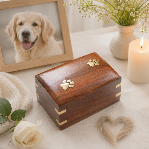 Premium Solid Wood Pet Urn Bamboo Casket for Cat and Dog Ashes