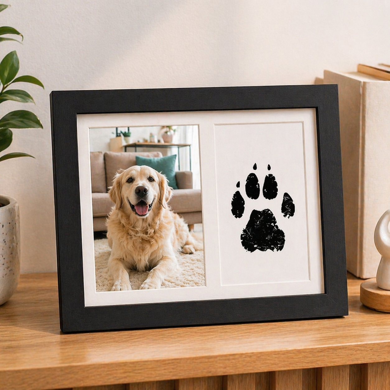 Wooden Pawprint Photo Frame Handmade DIY Pet Memorial Gift Kit